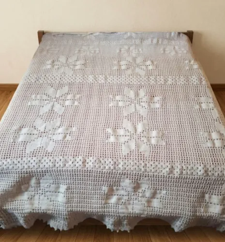 Colcha de croche casal com 2 fronhas