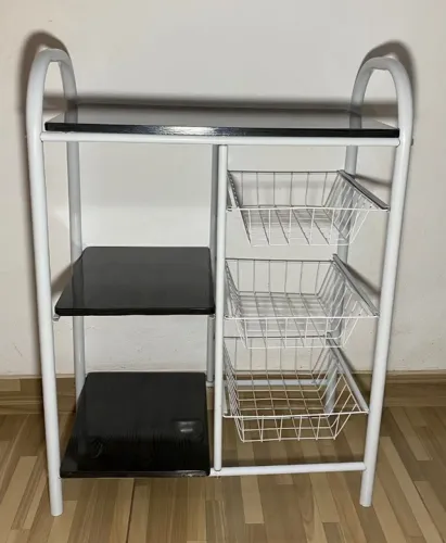 Fruteira Cozinha Aço e Granito com 06 repartições - 92x67x38cm