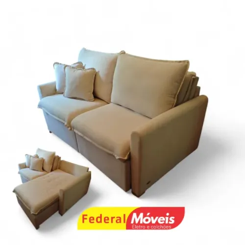 Sofá Cama 2,24m Linho 18cm Pillow - Super Promoção!