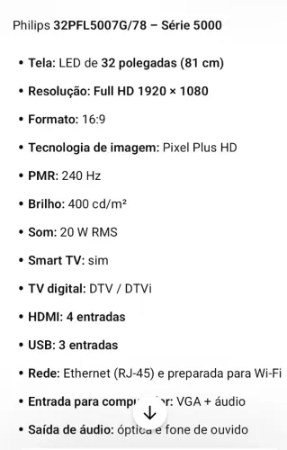 Tv philips 32 polegadas