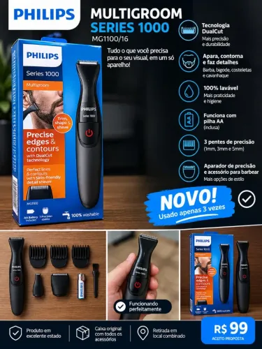 Philips Multigroom Series 1000 MG1100/16 - (USADO) 3x de Uso - Completo