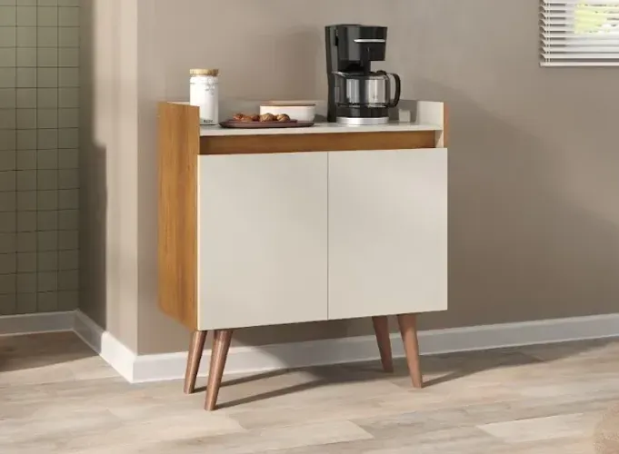 BUFFET 2 PORTAS RETRO ATUALLE NOGUEIRA / NATURA OFF WHITE - MONTAGEM E ENTREGA GRATÍS