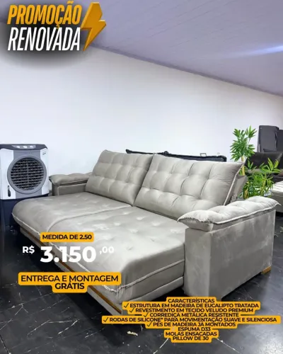 Sofá retrátil reclinavel de 2.50