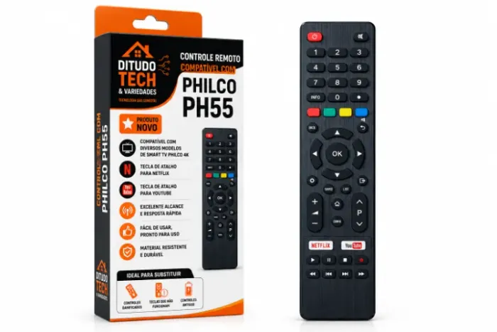 ontrole Remoto Smart TV 4K Compatível Com Philco PH55 - Novo - Ditudo Tech e Variedades