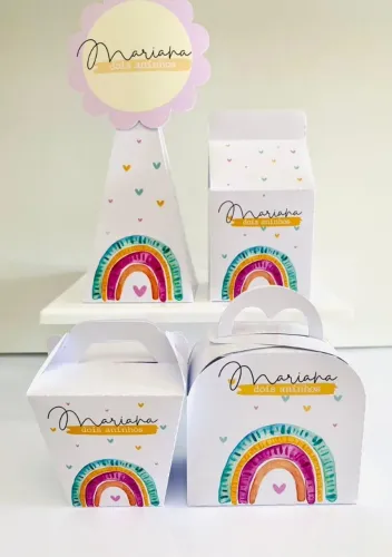 Caixinhas de Festa Infantil Personalizadas Mimos - Arco Iris
