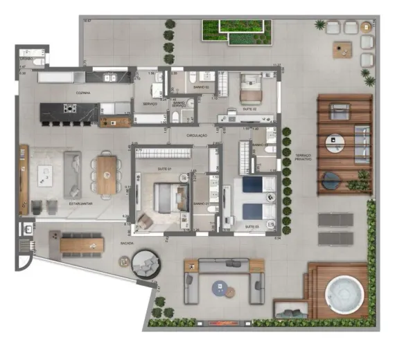 Apartamento para Venda em Florianópolis, Cacupé, 3 dormitórios, 3 suítes, 5 banheiros, 2 v