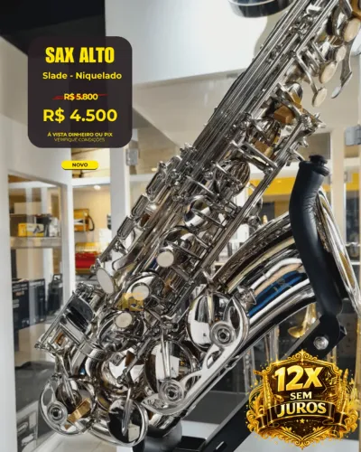 Saxofone Alto Slade Niquelado - Novo