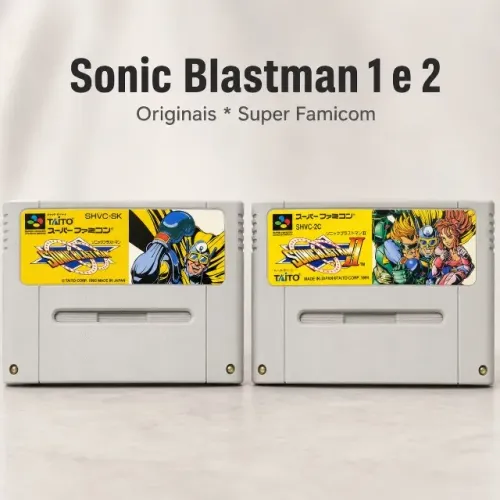 Sonic Blastman 1 e 2 Originais SNES SFC Super Famicom