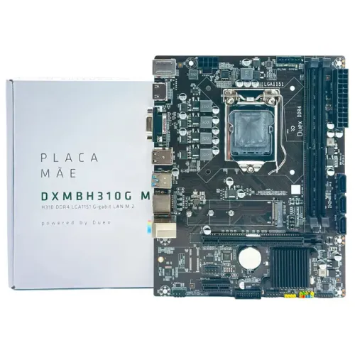 Placa Mãe H310 Duex, DDR4, 8 e 9 Geração, Slot NVME, USB 3.0, Nova, Lacrada