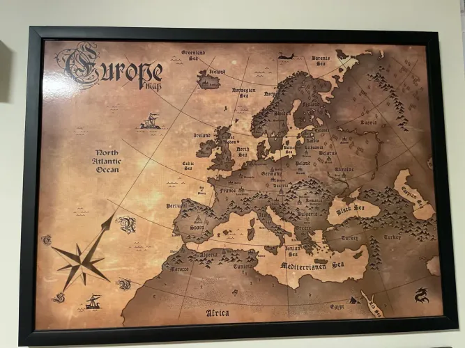Quadro Decorativo Mapa Europeu