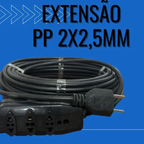 Extensao elétrica PP 25 metros 2,5mm fio duplo extensor energia