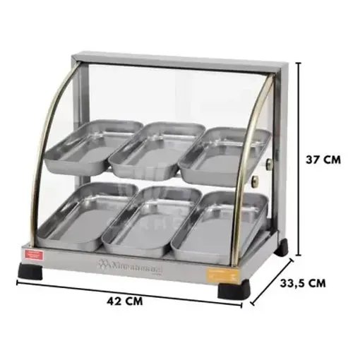 Estufa De Salgados Vitrine Expositora 6 Bandejas Dupla Inox