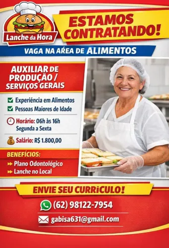 Vaga pra auxiliar de cozinha