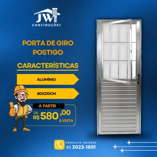 PORTA DE ALUMÍNIO COM JANELA POSTIGO - SUPER PROMOÇÃO