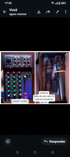 Mesa de som vedo A3 e kit de microfones sem fio