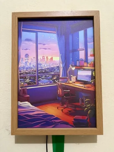 Quadro Decorativo LED Lofi Cozy Room - Ilumine o Seu Espaço com Estilo e Aconchego