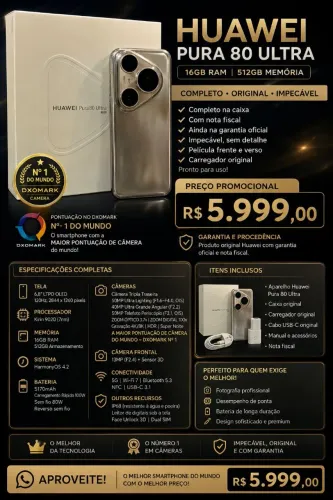 ? HUAWEI PURA 80 ULTRA 16GB/512GB - O MELHOR CELULAR EM CÂMERAS DO MUNDO! ?