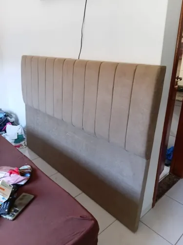 Cabeceira Cama Box Casal King 195cm Cristal Linho Bege