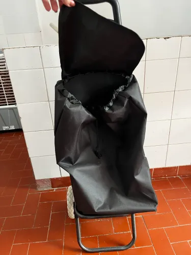 Carrinho de Compras Dobrável Reforçado com Bolsa Impermeável - Preto