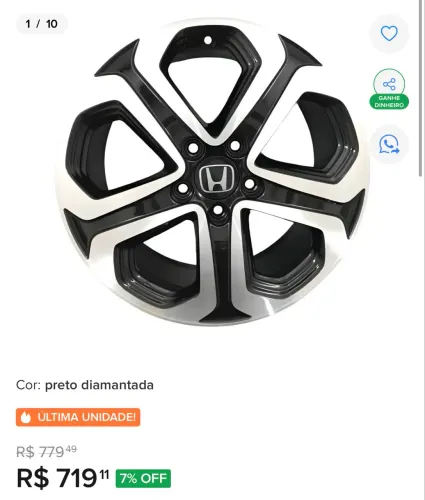 Jogo de Rodas Aro 17 com pneu meia vida - Honda HRV 