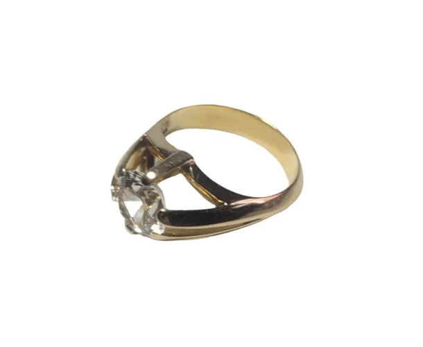 Anel em ouro com pedra Safira incolor 8mm tamanho 18