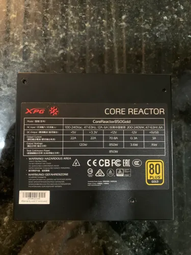 Fonte XPG Core Reactor 850W 80 Plus Gold Full Modular