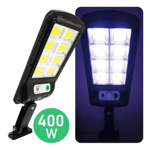 Luminária Estilo Poste com Sensor de Presença de 8 Leds - Entrega Grátis