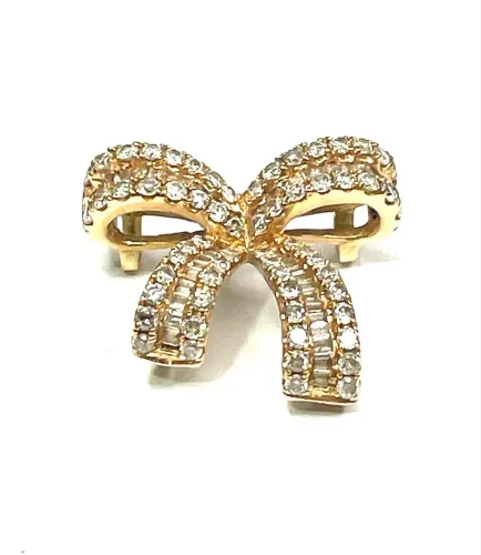 Pingente Laço em Ouro Rose 18k750 com diamantes