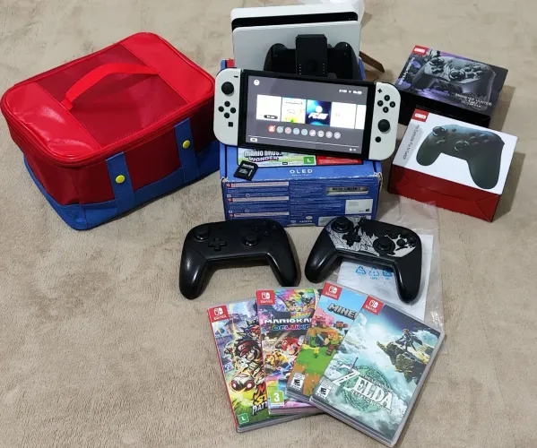 Nintendo Switch OLED Completo com Jogos na garantia