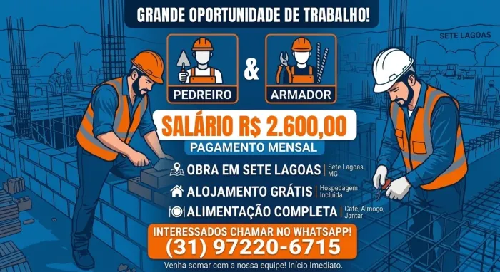 30622320Vagas: Pedreiro & Armador