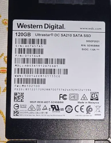 SSD Western Digital Ultrastar DC SA210 120GB - Qualidade Enterprise