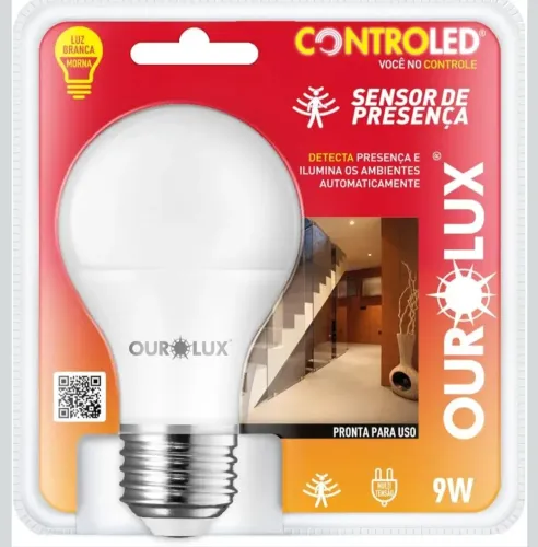 Lâmpada inteligente controled sensor de presença 9W