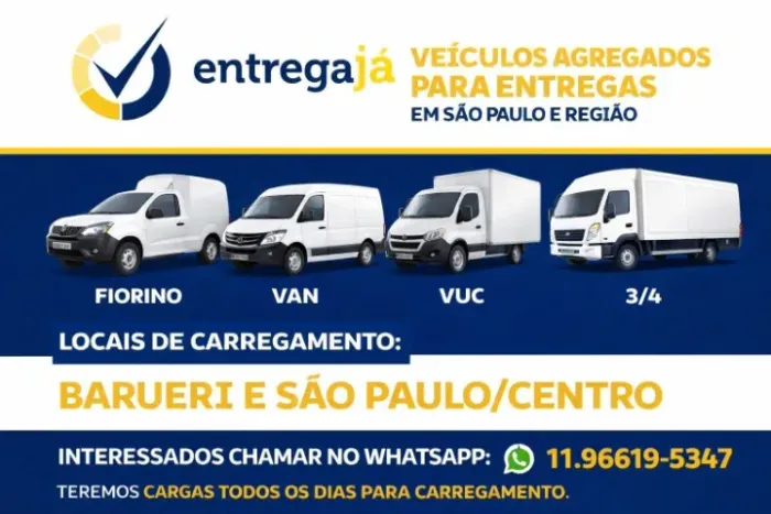 Agrega-se  Fiorinos e Vans - Carregamento em PARI / BRÁS e BARUERI