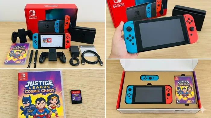 Nintendo Switch V2 + Jogo Justice Ligue Cosmic Chaos