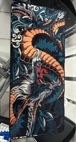 Mouse Pad Gamer Extra Grande 90x40cm Dragão Preto Antiderrapante