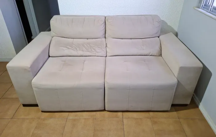 Sofá Retrátil Etna 3 Lugares Suede Bege # USADO#