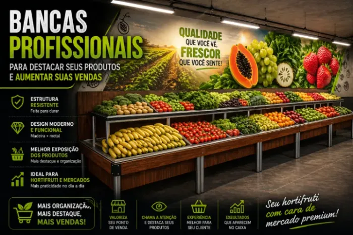 BANCAS NOVAS PARA HORTIFRUTI E SUPERMERCADO