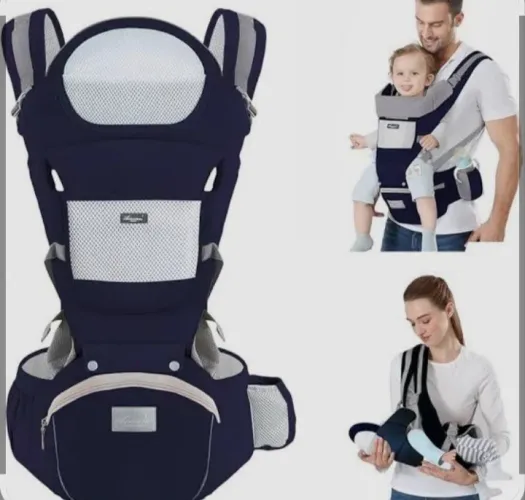 Canguru azul marinho e cinza por R$ 55,00. Muito confortável e prático para o passeio! ?