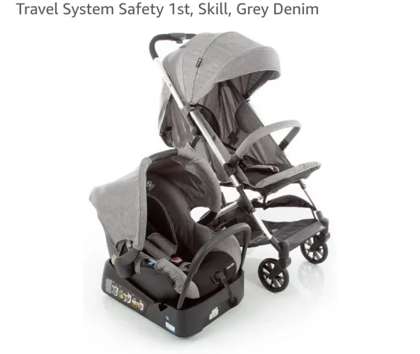 Carrinho + bebê conforto com a base + protetor acolchoado para carrinho Safety