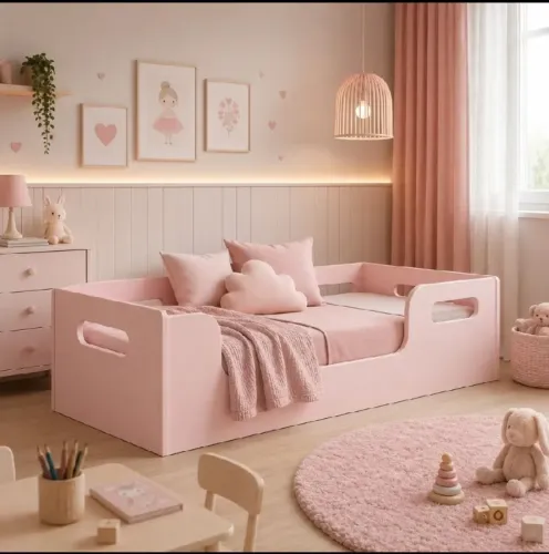 Cama montessoriana rosa ( na caixa nova )