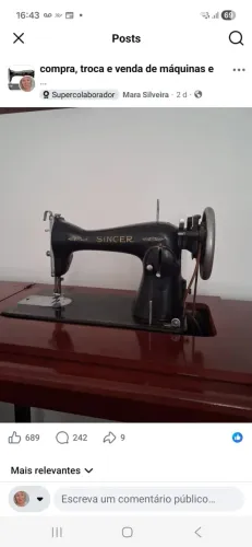 Máquina de Costura Singer preto antigo importada