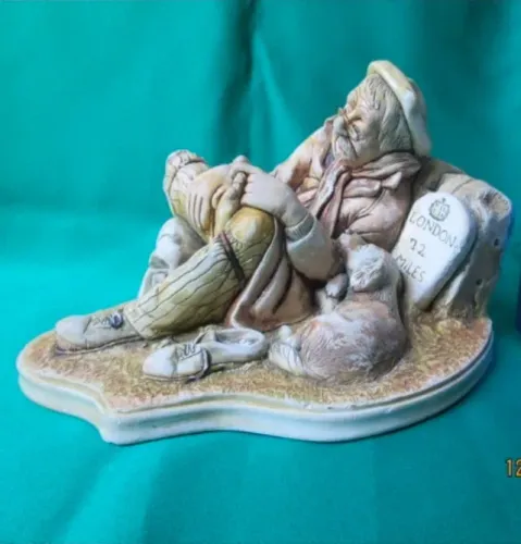 Escultura Em Resina/plástico Marinheiro Com Um Cão