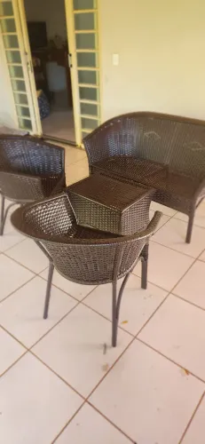 Conjunto de cadeiras poltronas de fibra