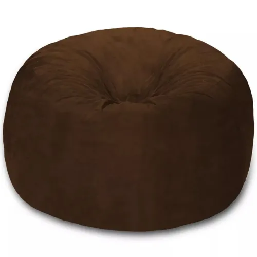 Puff Redondo 80x20 em Suede Marrom Com Enchimento