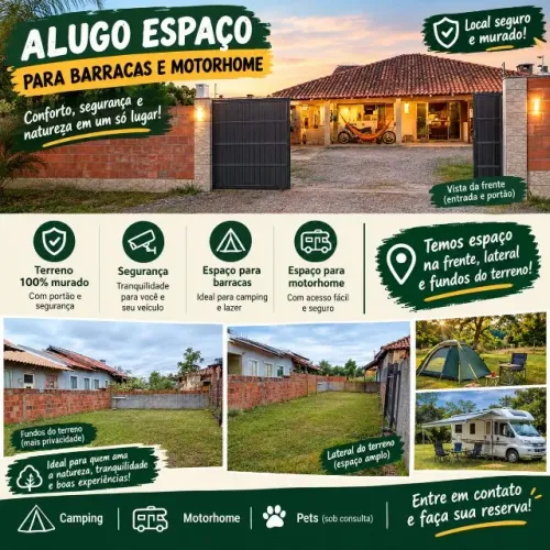 Aluguel para barracas e motorhome