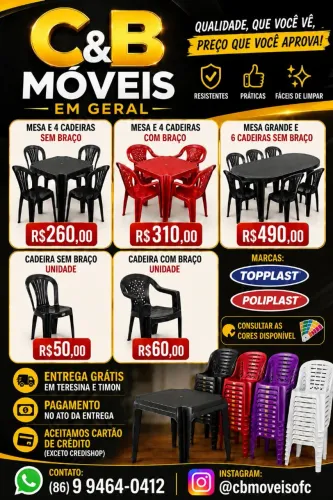 Mesas e Cadeiras de Plástico Conjunto