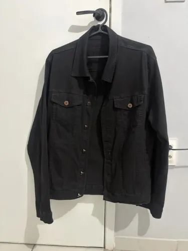 Jaqueta Jeans Preta Tamanho G - EXTRA