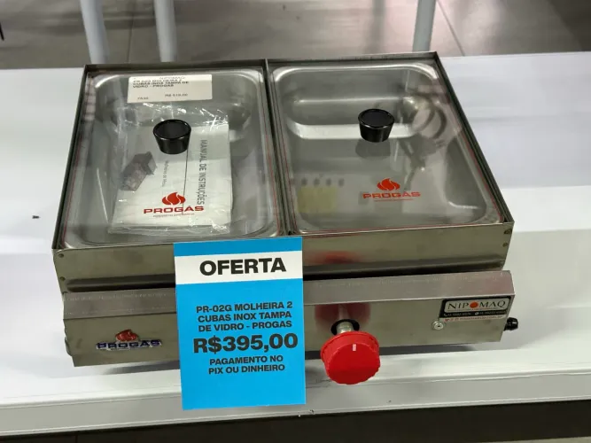 (Oferta) PR-02G MOLHEIRA 2 CUBAS INOX TAMPA DE VIDRO - PROGAS
