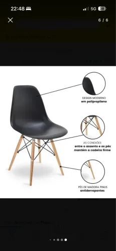Kit 4 Cadeiras Charles Eames Wood Design Eiffel Preto