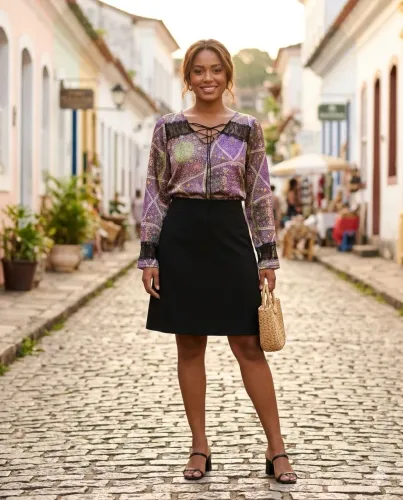 Blusa em Seda e Saua em tecido leve